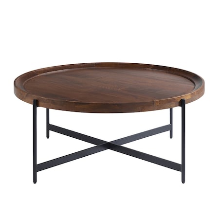 Alaterre Furniture Brookline 42" Round Coffee Table, Medium Chestnut AWBL4268